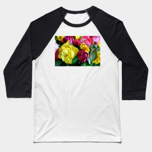 Yellow Pink Red Rose's Summer Flowers Baseball T-Shirt